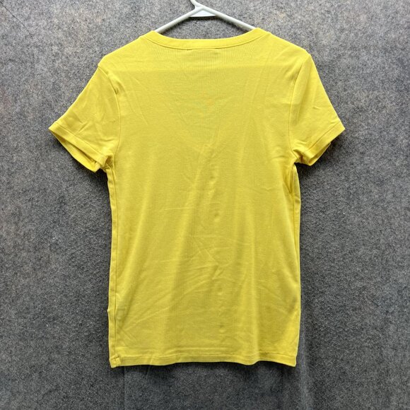 Ralph Lauren Shirt Women Large Ladies Yellow V Neck Sport Pony Preppy - Picture 8 of 11